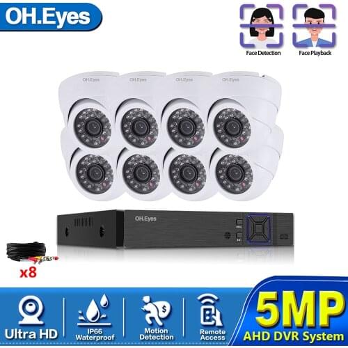 H.265 8Ch DVR CCTV Surveillance Security Camera System 4CH 5MP AHD Kit 4x5MP Outdoor Waterproof Night Vision Cameras HDMI DVR