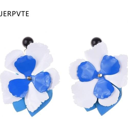 JERPVTE Korea 2018 Design Big Acetic Acid Acrylic Irregular Metal Flower Big Drop Earrings for Women Girl Summer Beach Jewelry