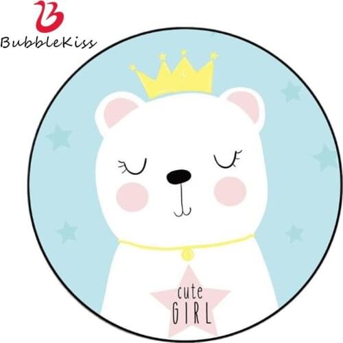 Bubble Kiss Fashion New Non-Slip Rugs For Bedroom Cute Cartoon Bear Round Carpet Bedroom Decor Rug Childrens Floor Mat Carpet