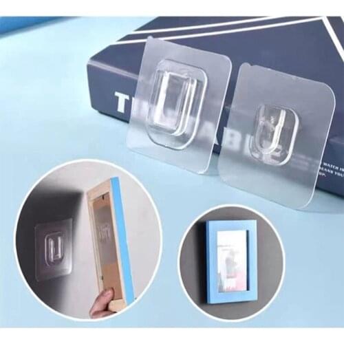 Self Adhesive Wall Hooks Double-sided Wall Holder Transparent Hooks Suction Cup Storage Hook For Bathroom Kitchen Wall Hooks