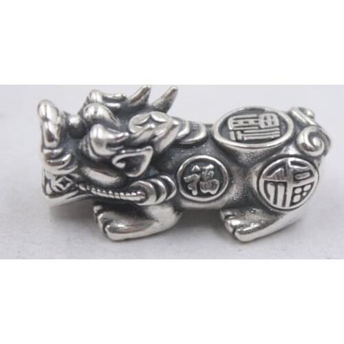 925 Sterling Silver Pendant Fine Silver Jewelry Luck Bless Fu Coin Pixiu Pendant Gift For Women / Men 32x13mm