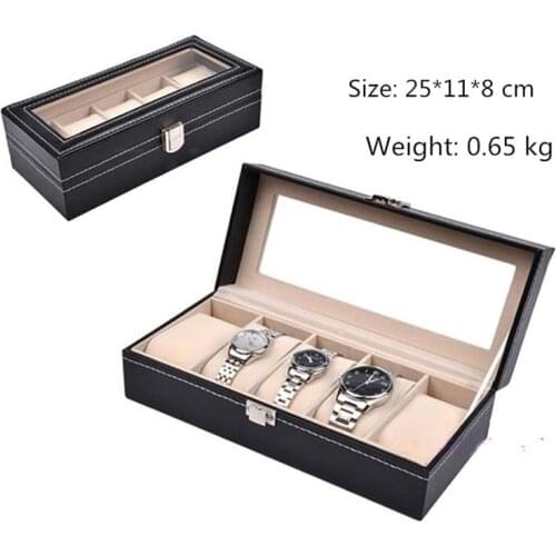 Fashion Hot Sale Luxury PU 5 GridsLeather Watch Box Fashion style convenient travel Jewelry Watch Collector Cases Organizer Box