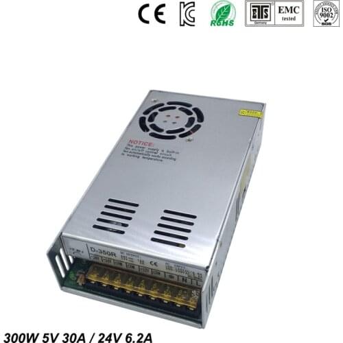 Best quality double sortie 5V 24V 300W Switching Power Supply Driver for LED Strip AC100-240V Input to DC 5V 24V free shipping