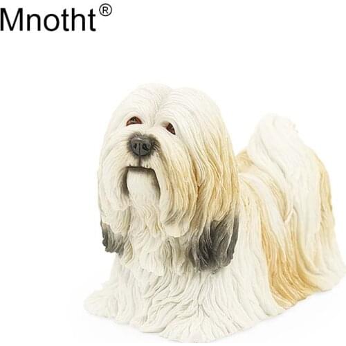 Mnotht Mini Size 1/6 Lhasa Apso Dog Model Simulation Dog Animal Resin Toy Scene Accessory for Action Figure Collection Gift m5n