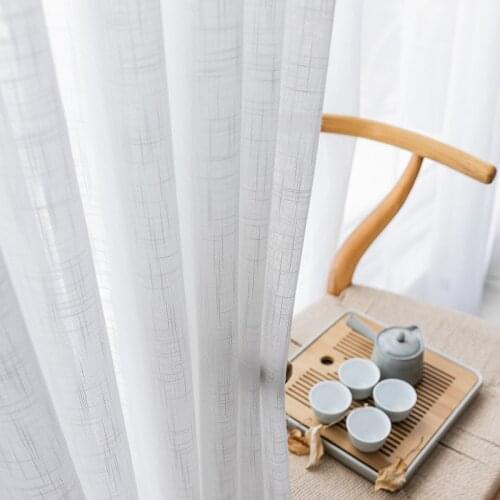 Modern Linen Semi-shading Ramie Curtain Japense Style White Yarn Pure Color Cotton Linen Curtain Custom Gauze Curtain Yarn