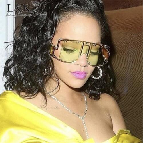 Fashion Rivet Square Sunglasses Women 2021 Luxury Brand Oversized Metal Frame Sun Glasses Men Shades UV400 Unique Female Eyewear