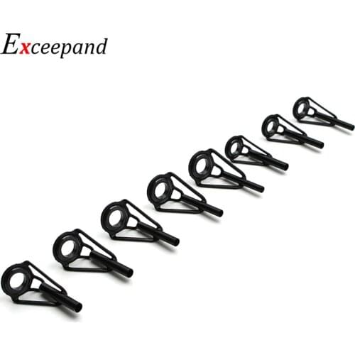 One Piece Exceepand Black Top Tip Guide for Spinning Casting Fishing Rod Building Repair Eye Line Ring Stainless Steel Frame