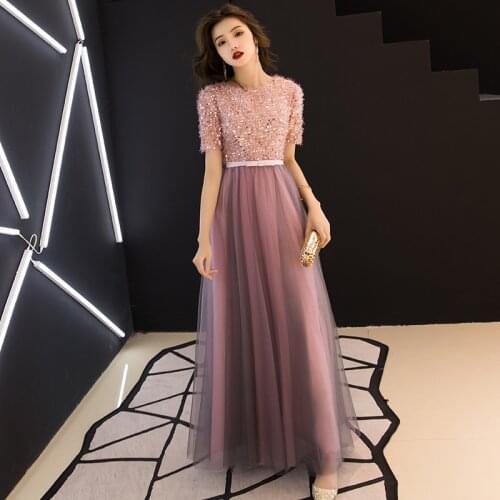 ASWOMOYE 2019 New Stunning Evening Dress Elegant Party Dress Short Sleeve Shinning Special Occasion Dresses robe de soiree