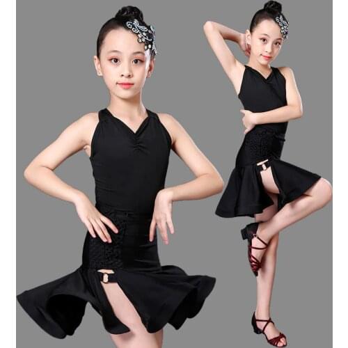 New Leopard Print Girls Latin Dance Sling Dress Kids Ballroom Competition Evening Party Stage Performance Clothing Top+skirt Set