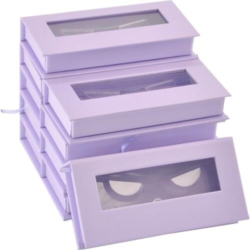 Wholesale False eyelash packaging box lash boxes package custom logo faux cils 25mm mink lashes strip Lavender case bulk vendor