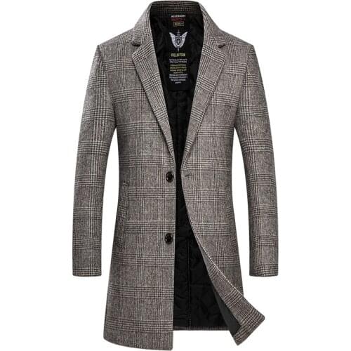 New Woolen Overcoat Men Autumn Winter Casual Plaid Single Breasted Thick Mens Wool Coat High Quality Size M L XL 2XL 3XL 4XL