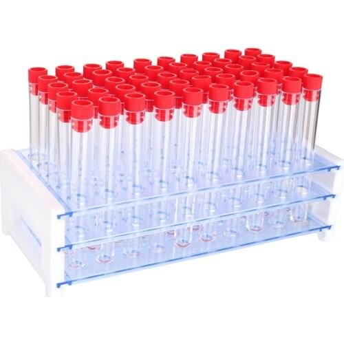50 piece Tube - 13x100mm(8ml) Clear Plastic Test Tube Set with Caps and Rack