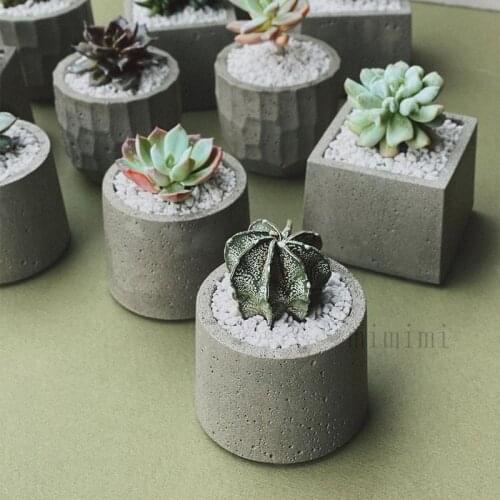 Simple Round Square Oval Flower Pot Concrete Silicone Mold Mini Pot Plant Pot Cement Candle Vessel Mold