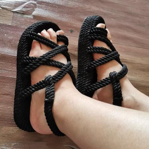 Comfortable Woman Rope Sandals Shoes Casual Braided With Traditional Creativity Fashion Platform Sandal Women Summer Beach Shoes