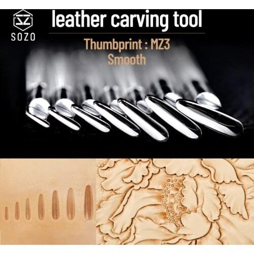 SOZO MZ3 Leather Work Stamping Tool Thumbprint Smooth In Sheridan Saddle Making Carving Stamps 304 Stainless Steel