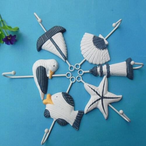 Mediterranean Style Home Decoration Hooks Coat And Hat Crochet Blue And White To Fish The Old Wooden