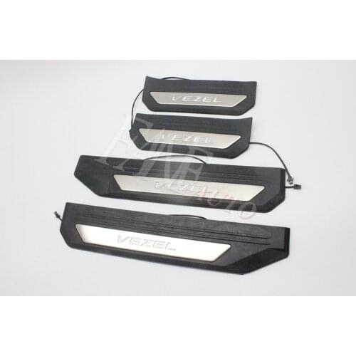 Car Styling Stainless Steel Led Door Sill Scuff Plate Guard Sills Protector Trim For Honda Vezel 2015-2020