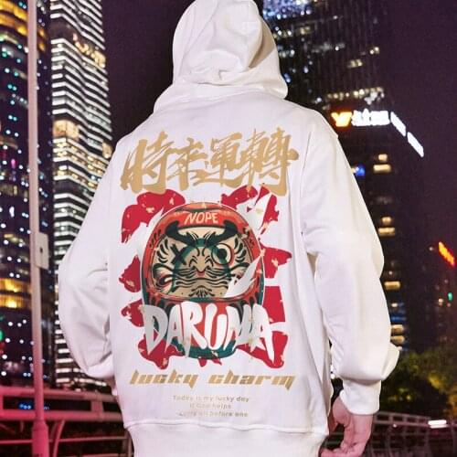Men Hoodies Chinese Style Lucky Printed Hip Hop Hoodie Casual Sweatshirts Streetwear Men Loose Pullover Male Oversize