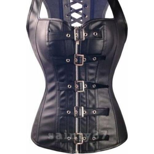 2018 New 10 Steel Bone Waist Trainer Reinforce Lace Up Leather Corset With Thong Size S M L XL XXL XXXL XXXXL XXXXXL XXXXXXL