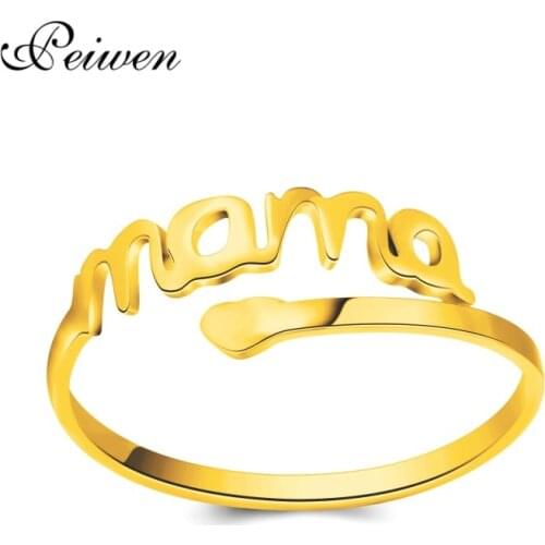 Heart Love MAMA Rings For Women Men Stainless Steel Open Ring Gold Silver Color Women Jewelry For Birthday Mothers Day Mom Ring