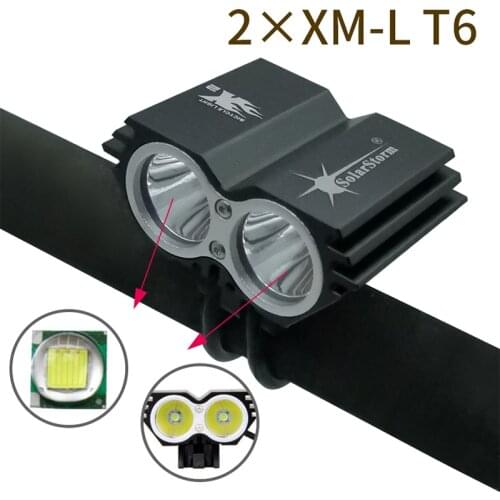 Waterproof Double T6 LED Glare Flashlight Bicycle Headlight With Lithium Battery Combination Night Riding Equipment Accessories