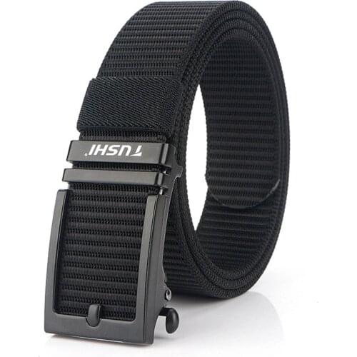 High Quality Fashion Men Belt Nylon Automatic Buckle Canvas Belts Designer Strap Outdoor Boys Jeans Dress BELT Mens Black 3.4CM