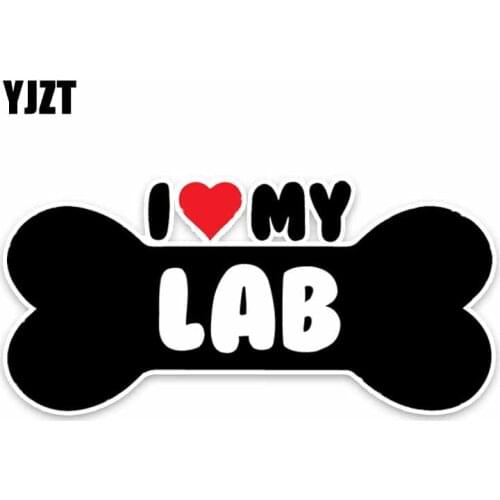 YJZT 15*7.1CM I Heart My Lab Bone PVC Car Bumper Car Sticker Decals C1-4172