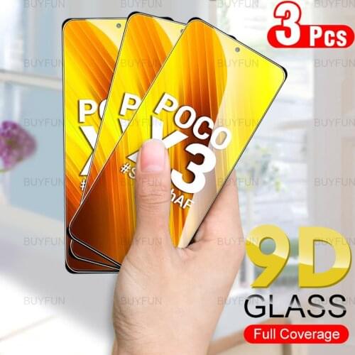 3pcs screen protector glass For Xiaomi Poco X3 6.67'' Anti-fingerprint front film for poco pocophone x3 nfc pro protective film