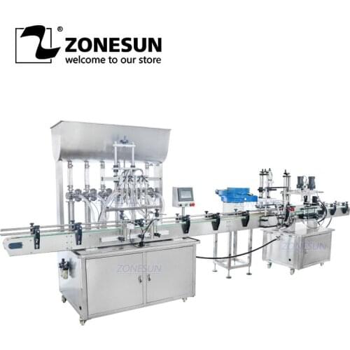 ZONESUN Automatic Cream E-juice Water Liquid Perfume Filling Glass Bottle Capping Machine For Assembly Line Vibrator ZS-FAL180AP