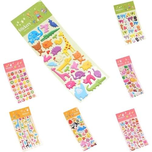 1 Sheet Cute Cartoon Animals/Fruit 3D Bubble Sticker Decoration Decal DIY Diary Album Scrapbooking Stationery Sticker