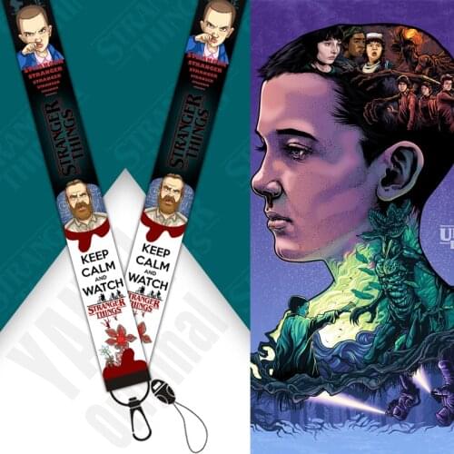 1pcs Stranger Things New Neck Strap Lanyards Keychain Badge Phone Fabric Holder Necklace Keyrings Cosplay Accessories Gift