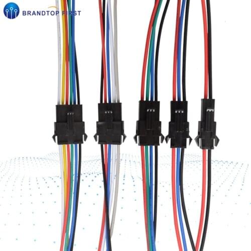 10Pairs 10cm Long JST SM Connector terminal wire 2Pin 3P 4P 5P 6P Plug Male to Female splice Wire Connectors red and black wire