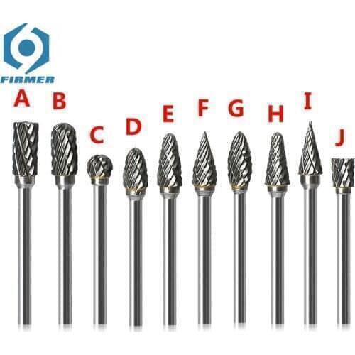 10pcs Rotary Burrs Tungsten Carbide Steel Rotary Files Burr Set 3mm Shank 6mm Cutting Head Diameter Metalworking Tool