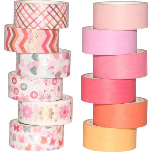 12Rolls/Set Flower Foil Silver Washi Tape Floral Decorative Tape Scrapbooking Photo Album School Kawaii Scrapbook Paper Gift Set