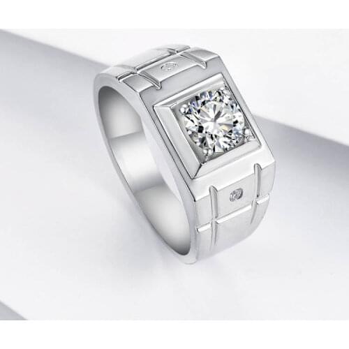 18K Gold Classic 1.5ct Moissanite Mens Ring D VVS with National Certificate