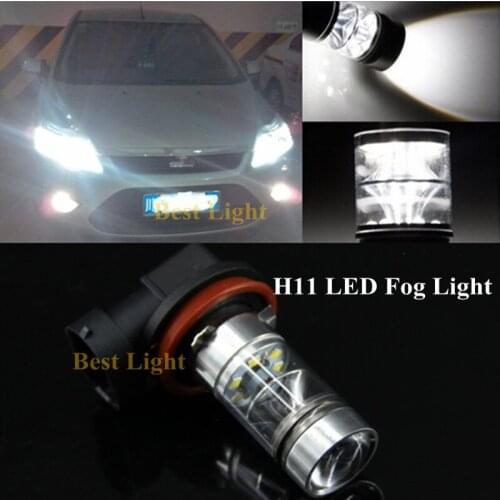 2Pcs For MONDEO MK3 MK4 H11 H8 6000K White LED Fog Light DRL Canbus No Error Car Driving Running Lamp