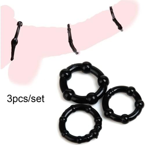 3PCS Silicone Penis Rings Delaying Ejaculation Semen Cock Rings Beaded Lock Ejaculation Constriction Donuts Sex Rings For Men