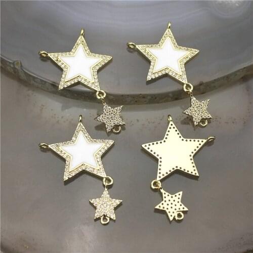 38*20mm 15pcs/lot High quality cz/enamel pendant, star cubic zircon charm jewelry, exquisite bracelet/necklace component