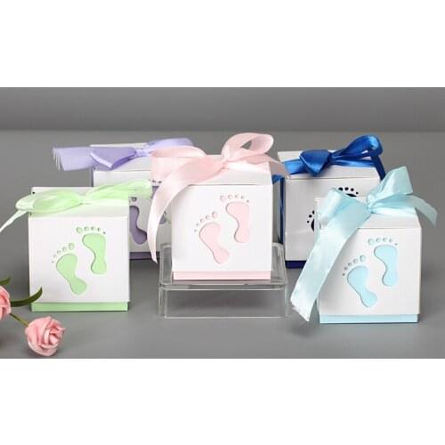 5Pcs/Lot Laser Cut Favors Box Gifts Candy Boxes With Ribbon Baby Shower Wedding Birthday Party Supplies Pearlscent Paper Boxes