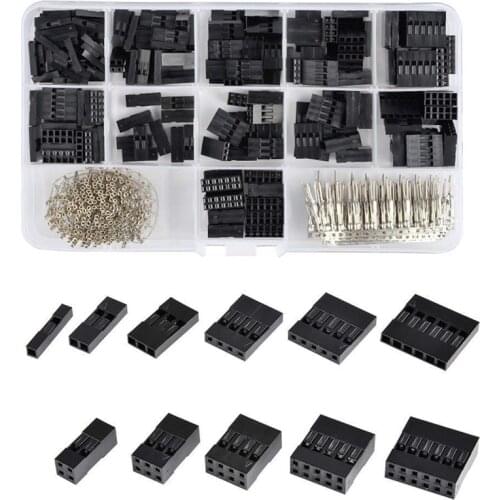 620Pcs 2.54mm Pitch JST SM 1 2 3 4 5 6 Pin Housing Connector Dupont Male Female Crimp Pins Adaptor Assortment Kit