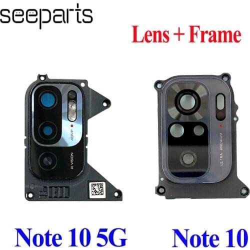 Full New For Xiaomi Redmi Note 10 5G Camera Lens Glass With Frame Replacement Parts For Redmi Note 10 Rear Camera Lens