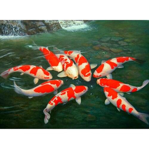 Fish Diamond Embroidery Animals 5D DIY Diamond Painting koi Fish Full Square/Round Drill Taichi Birthday Party Decorations Kids