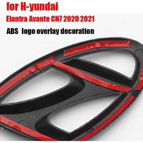For Hyundai Elantra Avante CN7 2020 2021 front and rear steering wheel decoration ABS electroplating bright black car logo