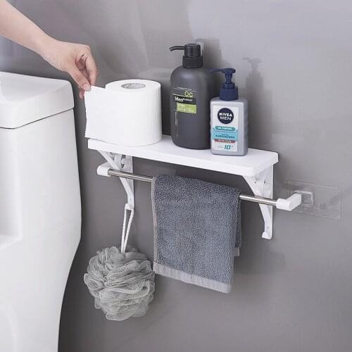BF040 Useful Bathroom wall hanger storage rack with hook, stainless steel towel storage rack 41*10.5*16.5cm