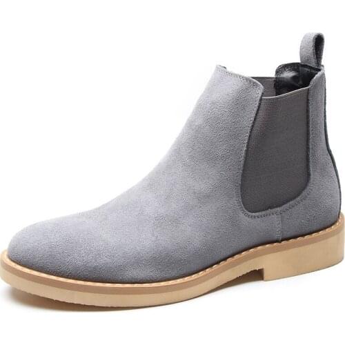 Men Boots Autumn Winter Boots Big Size 38-47 Men Chelsea Boots Ankle Cow Suede Genuine Leather Shoes