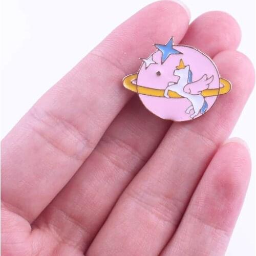 Cartoon Space Star Brooches Lapel Pins On Clothes Planet And Astronaut Badges Fashion Coffee Cup On Bag Jewelry Accessories DIY