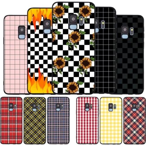 White Yellow Grid art Black TPU Silicone Soft Phone Case For Samsung Galaxy S20 S10 S9 S8 Plus Lite NOTE 10 9 8 S7 EDGE