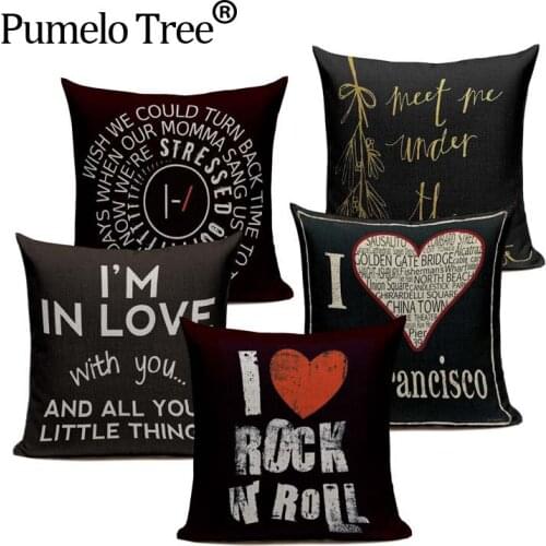 European Style Black Elegant Letter Cushion Cover Decorative Pillows For Sofa Car Home Large Floor Woven Linen Toss Pillow Case