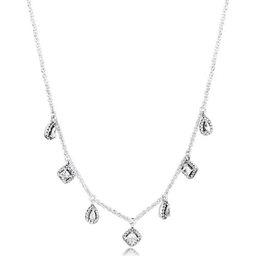 Geometric Shapes Necklace Fits For Beads & Charms DIY Chain Fashion Female Necklace Sterling Silver Jewelry