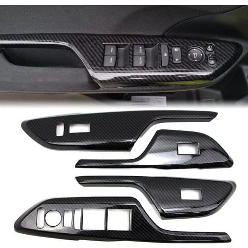 Interior Door Window Lock Switch Lift Cover for Honda Civic 2016 2017 2018 2019 Carbon Fiber Style